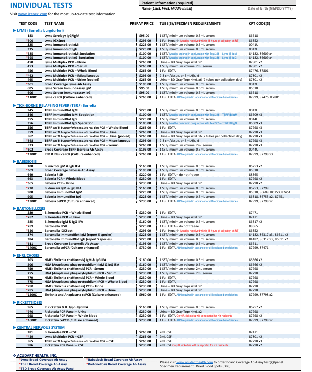 Igenex Individual Labs
